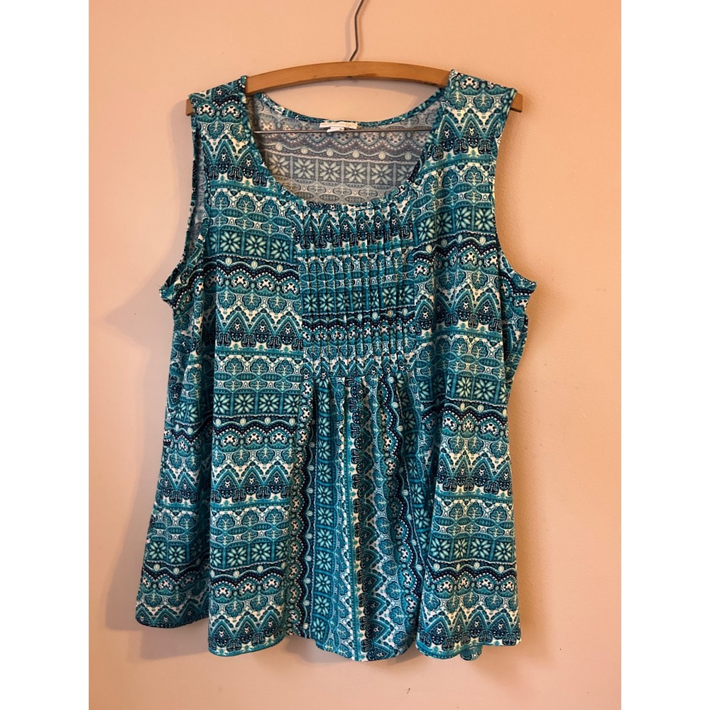 Westport 1962 Woman 1X Medallion Print Sleeveless Tunic Boho Everyday